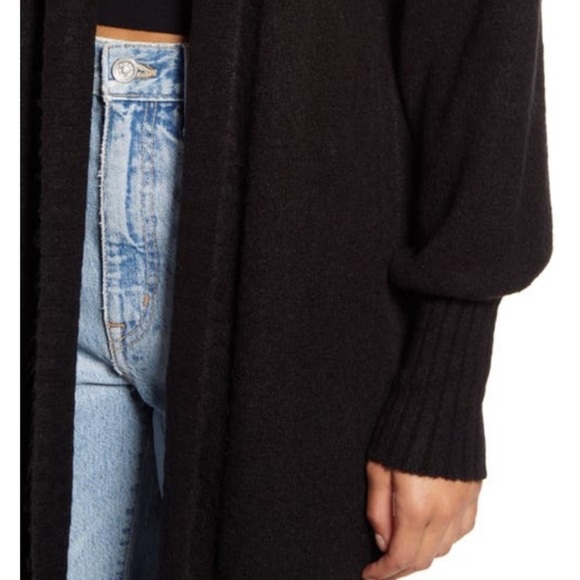 New AFRM Shaylee Black Longline Knit Open Front Cardigan Sweater Size XS/S - Picture 3 of 11
